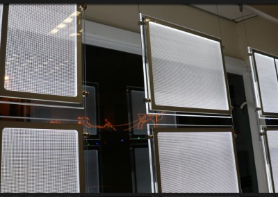 Backlit LED window pocket displays for Acorn Properties estate agents sales and lettings portfolio, twenty eight panels installed over three window bays