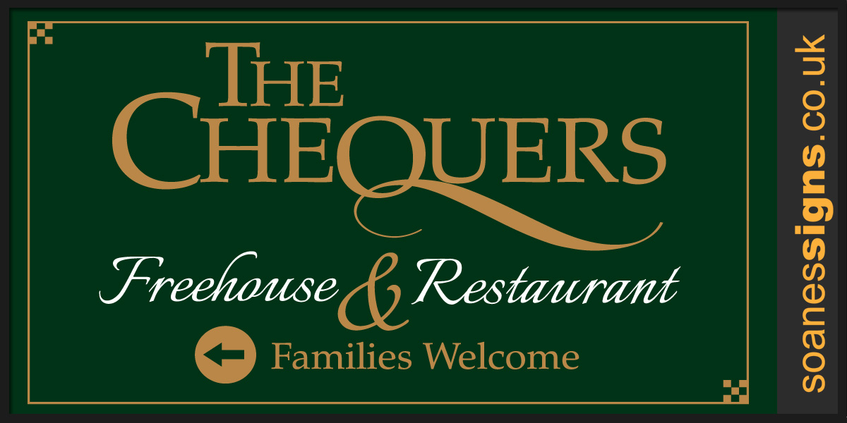 Sign and graphical brand design for The Chequers Freehouse and Restaurant