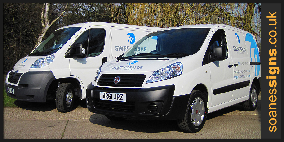 Vinyl vehicle graphic livery for Sweetbriar Office Solutions Fiat and Citroen vans